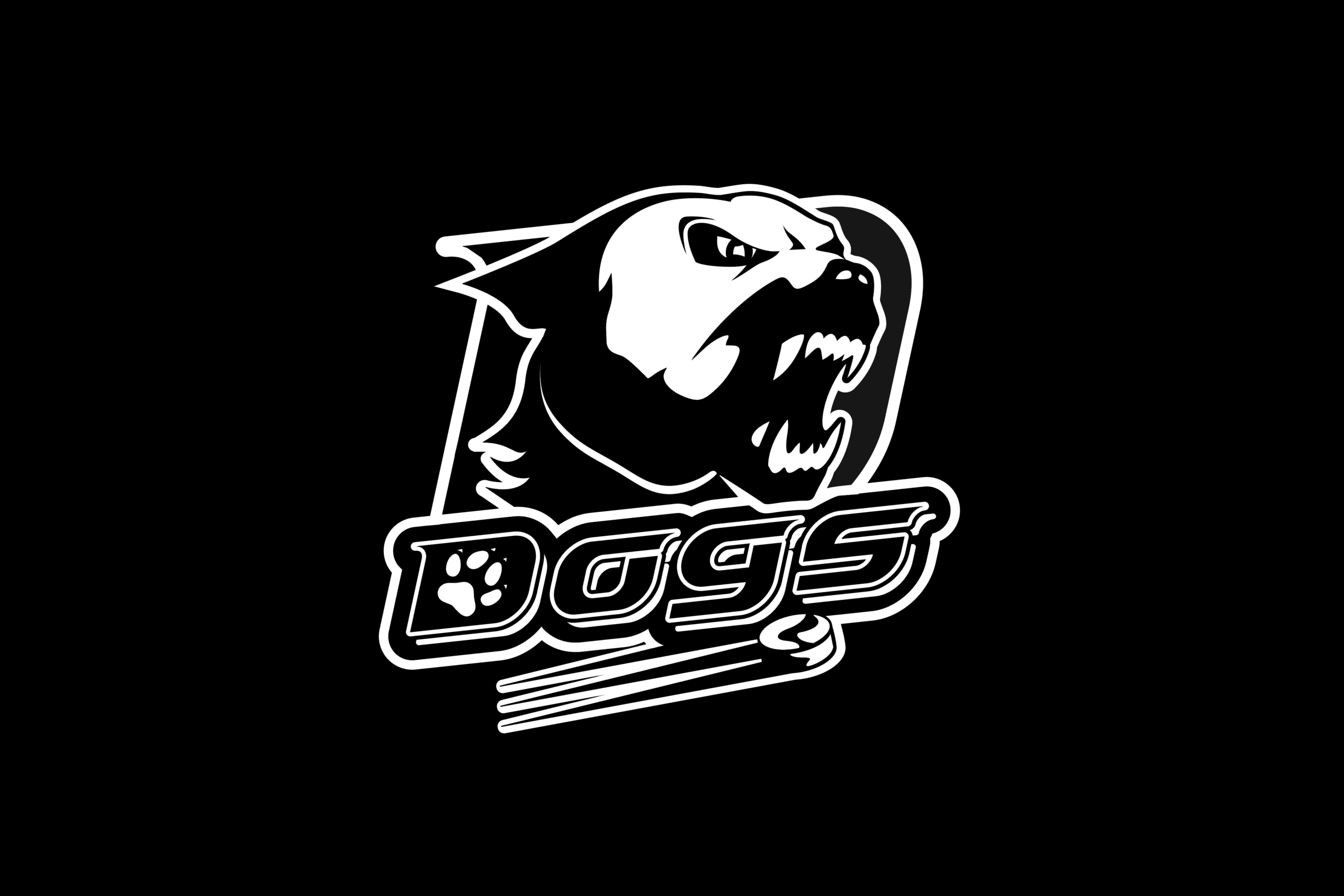 Fond noir logo Dogs monochrome blancpng