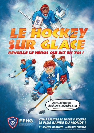 affiche hockey sur glace reveille le heros qui est en toi